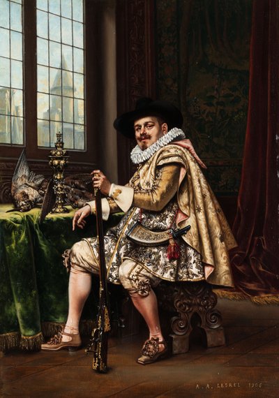 Nobleman After the Hunt by Adolphe Alexandre Lesrel